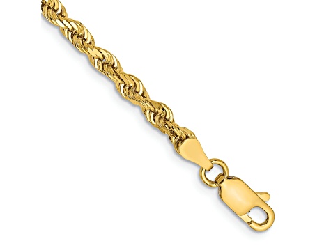 14k Yellow Gold 3.35mm Diamond-Cut Quadruple Rope Link Bracelet