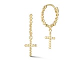 Bellissima Gold 14K Yellow Gold Beaded Cross Charm Dangle Earrings