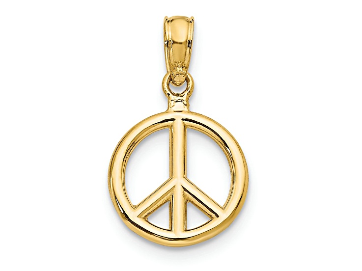 10K Yellow Gold Polished Peace Symbol Pendant