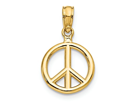 10K Yellow Gold Polished Peace Symbol Pendant