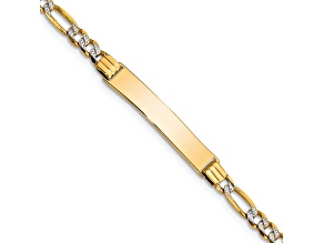 14k Yellow Gold and Rhodium Over 14k Yellow Gold Children's Pavé Figaro Link ID Bracelet