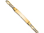 14k Yellow Gold and Rhodium Over 14k Yellow Gold Children's Pavé Figaro Link ID Bracelet