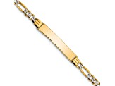 14k Yellow Gold and Rhodium Over 14k Yellow Gold Children's Pavé Figaro Link ID Bracelet