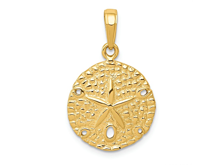 14k Yellow Gold Textured Sand Dollar Pendant