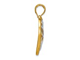 14K Two-tone Gold  Filigree Textured Heart Charm