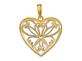 14K Two-tone Gold  Filigree Textured Heart Charm