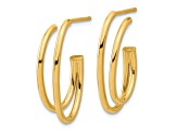 14k Yellow Gold 15/16" Polished Oval Double Strand J-Hoop Earrings