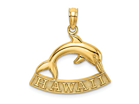 14k Yellow Gold HAWAII Dolphin Charm