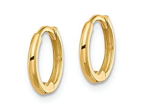 14K Yellow Gold 3/8" Polished Hinged Huggie Hoop Earrings