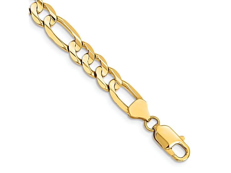 14k Yellow Gold 7.5mm Concave Open Figaro Link Bracelet