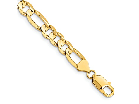 14k Yellow Gold 7.5mm Concave Open Figaro Link Bracelet