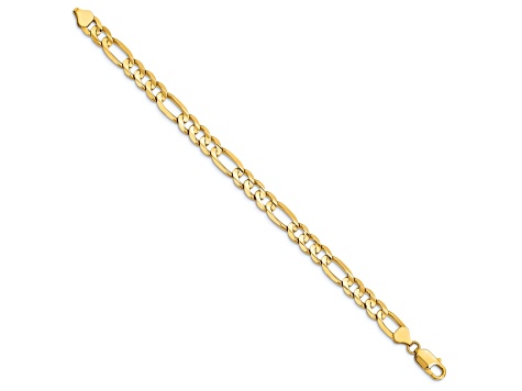 14k Yellow Gold 7.5mm Concave Open Figaro Link Bracelet