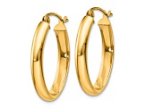14k Yellow Gold Polished 1" Oval Tube Hoop Earrings