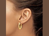 14k Yellow Gold Polished 1" Oval Tube Hoop Earrings