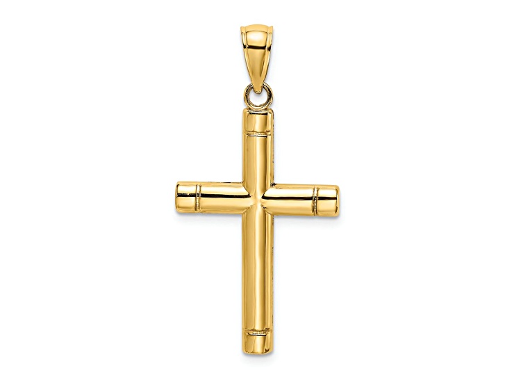 14k Yellow Gold Tubular Cross Charm
