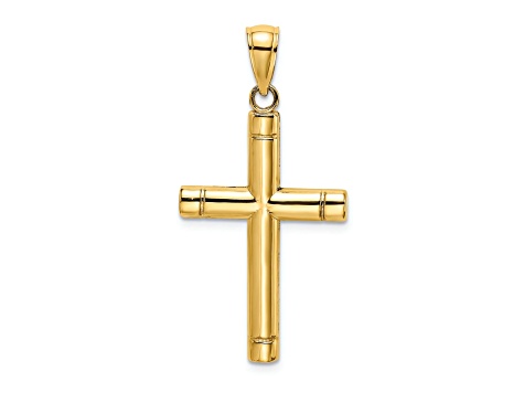 14k Yellow Gold Tubular Cross Charm