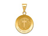 14K Yellow Gold Polished and Satin Confirmation Medal Hollow Pendant