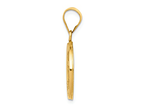 14K Yellow Gold Polished and Satin Confirmation Medal Hollow Pendant