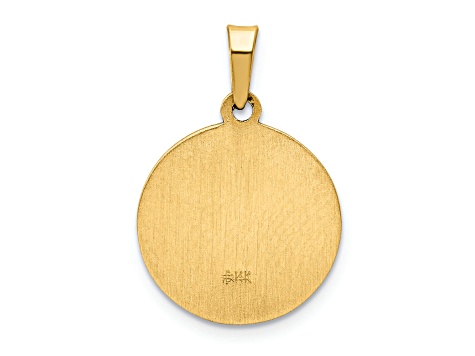 14K Yellow Gold Polished and Satin Confirmation Medal Hollow Pendant