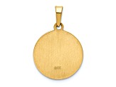 14K Yellow Gold Polished and Satin Confirmation Medal Hollow Pendant