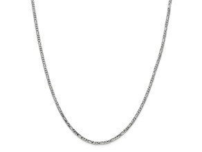14K White Gold 2.25mm Flat Figaro Chain Necklace
