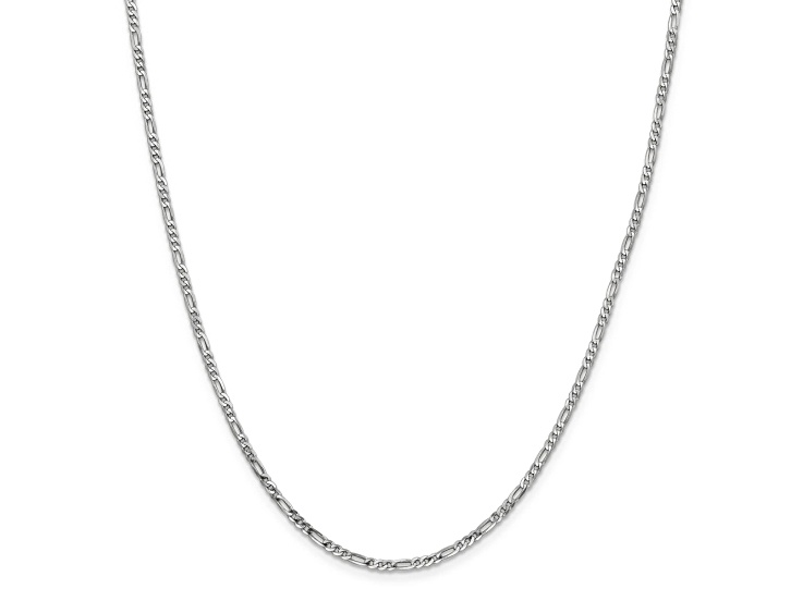 14K White Gold 2.25mm Flat Figaro Chain Necklace