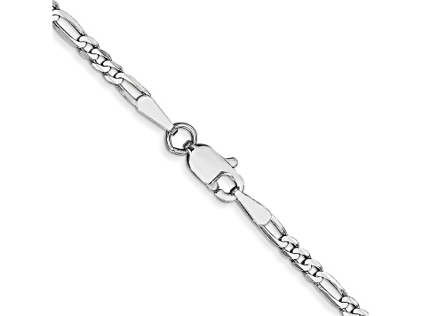 14K White Gold 2.25mm Flat Figaro Chain Necklace