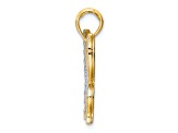 14k Two-tone Gold Textured Butterfly Pendant