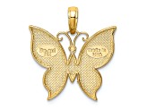 14k Two-tone Gold Textured Butterfly Pendant