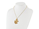 Dipped in 24k Gold Oak Leaf Pendant with Cable Link 20 Inch Gold-tone Chain