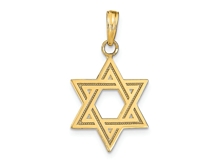 14k Yellow Gold Solid Satin Star of David Charm