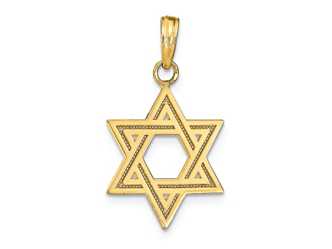 14k Yellow Gold Solid Satin Star of David Charm