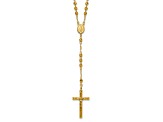 14K Yellow Gold Diamond-cut 4mm Beaded Semi-solid Rosary 24-inch