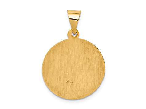 14K Yellow Gold Polished and Satin St Raphael Medal Hollow Pendant