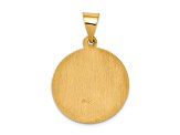 14K Yellow Gold Polished and Satin St Raphael Medal Hollow Pendant
