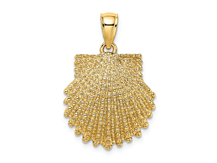 14k Yellow Gold Textured Scallop Shell Charm