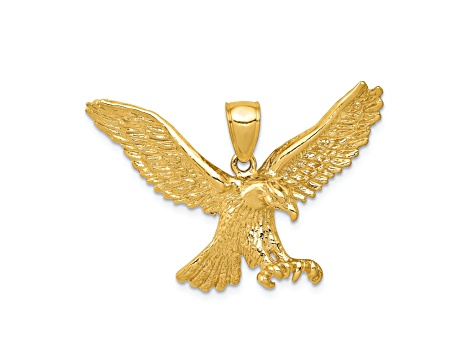 10K Yellow Gold Textured Eagle Pendant