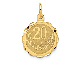 14k Yellow Gold Diamond-Cut Textured Happy 20th Anniversary Disc Charm