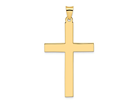 14k Yellow Gold Polished Cross Pendant