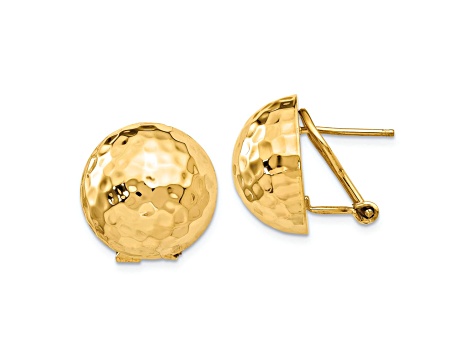 14k Yellow Gold 16mm Hammered Stud Earrings