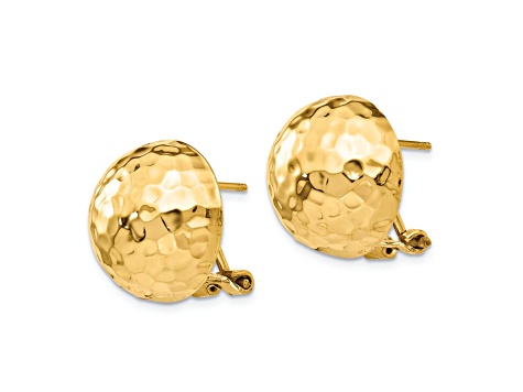 14k Yellow Gold 16mm Hammered Stud Earrings - 110SHA | JTV.com