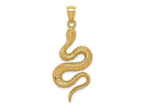 14k Yellow Gold Polished Textured Snake Pendant