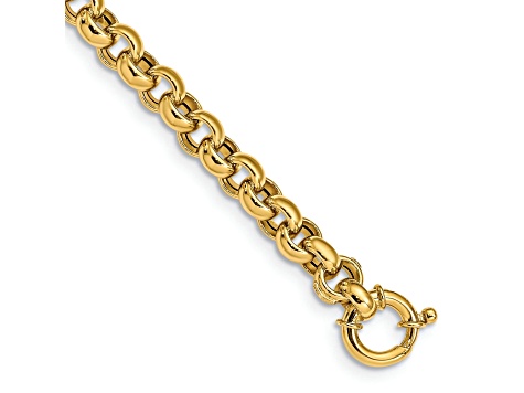 14k Yellow Gold 7.6mm Polished Fancy Rolo Link Bracelet