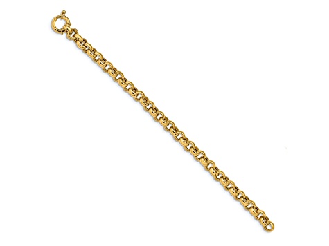14k Yellow Gold 7.6mm Polished Fancy Rolo Link Bracelet