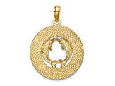 14k Yellow Gold Textured MYSTIC CT Dolphins Charm