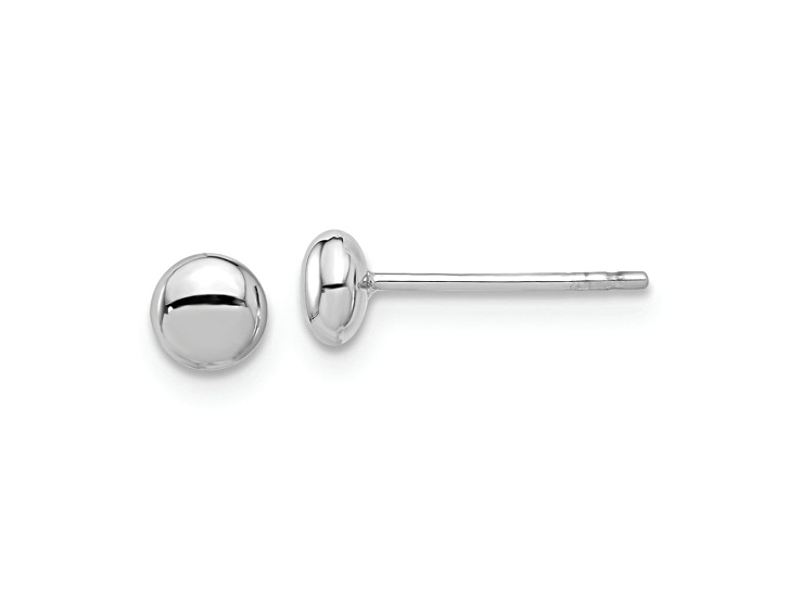 Rhodium Over 14k White Gold 4.5mm Polished Button Stud Earrings