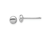 Rhodium Over 14k White Gold 4.5mm Polished Button Stud Earrings