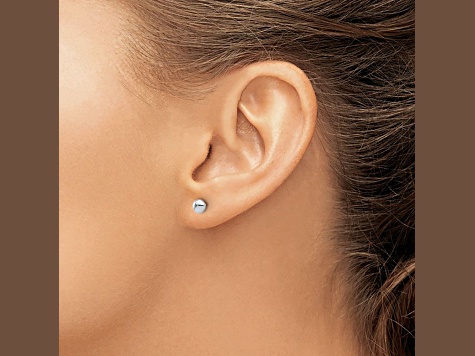 Rhodium Over 14k White Gold 4.5mm Polished Button Stud Earrings