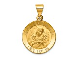 14k Yellow Gold Polished and Satin Sacred Heart of Mary Medal Pendant