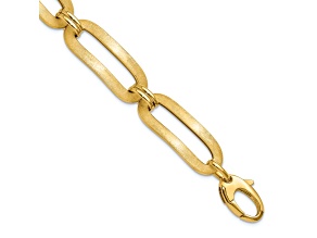 14k Yellow Gold 11.3mm Polished and Brushed Fancy Link Bracelet